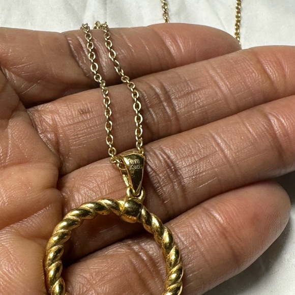 Gold Twisted Pendant Necklace - Picture 4 of 14